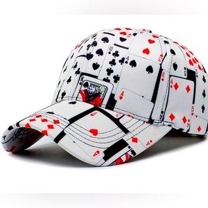 Poker Playing Card Pattern adjustable Cotton Baseball Cap Hat Hip Hop Unisex